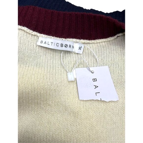 Baltic Born Jax Oversized Cardigan Women’s XL Cream Burgundy Navy Button NEW - Picture 6 of 7